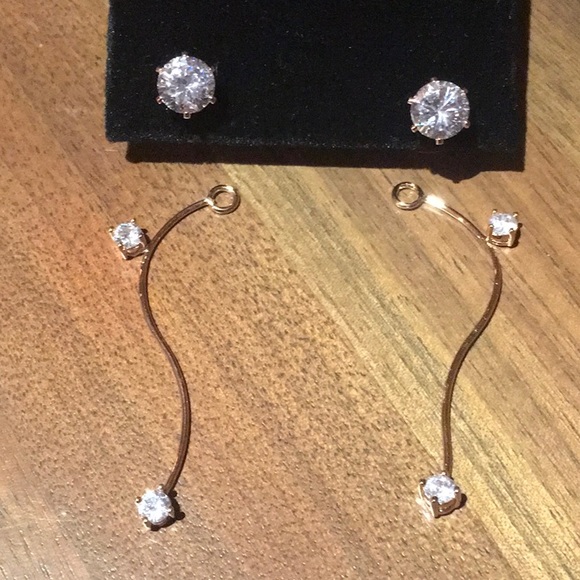 boutique Jewelry - BEAUTIFUL 2 in 1 CZ EARRINGS